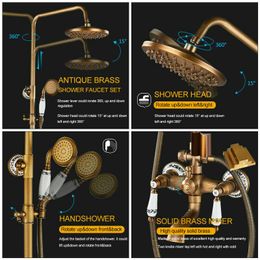 Shbshaimy Antique Brasss Orb Shower Faucet 8 "Piste de douche Piste de douche Mur et étagère de haute qualité avec laiton de haute qualité