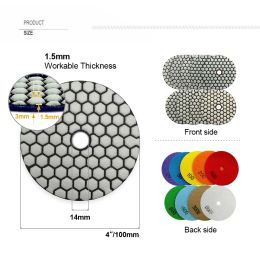 Shdiatool 6 stks 100 mm diamantpolijstkussentjes #30-3000 droge polijstblokken schuur graniet marmeren porseleinen tegels slijpplaat