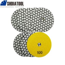 SHDIATOOL 7 stks 4/100mm Diamant Droog Polijsten Pad Voor Graniet Marmer Grit #100 Flexibele Hars Schuurschijf Steen Polijstmachine Pad 240321