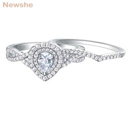 She 2 PCS 925 Sterling Silver Wedding Rings For Women Engagement Ring Sets 17CT PEAD VANMAAR DEROP AAAAA ZIRCON BR0829 2201226712659