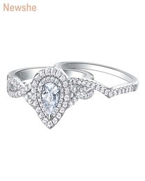 She 2 PCS 925 Sterling Silver Wedding Rings For Women Engagement Ring Sets 17CT PEAD VANMAAR TREATROP AAAAA ZIRCON BR0829 2201221725517
