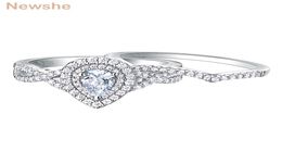 She 2 PCS 925 Sterling Silver Wedding Rings For Women Engagement Ring Sets 17CT PEAD VANMAAR TREATROP AAAAA ZIRCON BR0829 2201224910938