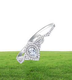 She 2 PCS 925 Rings de boda de plata esterlina para mujeres Conjuntos de anillos de compromiso de 17ct lágrimas AAAAA Zircon BR0829 2202125758452