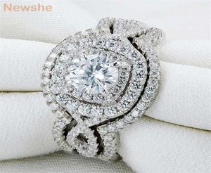 Elle 3 pièces 925 Anneaux de mariage en argent sterling pour les femmes 21CT AAAAA CZ Ring de fiançailles Ensemble de bijoux classiques Taille 512 21101231426928450369