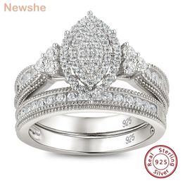 SHE HALO AAAAAA CZ Marquise Cluster Vintage Wedding Engagement Ring Set 925 STERLING Silver Anneaux pour femmes Bijoux de mariée 240514