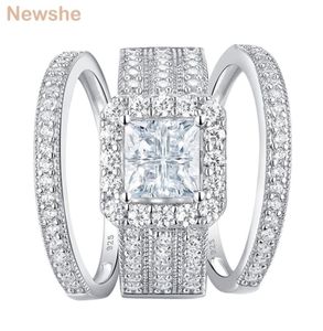 Zij trouwringen voor vrouwen Solid 925 Sterling Silver Engagement Ring Brutaalset Perfecte prinses Cut AAAAA Zirkons Sieraden 2202127019037