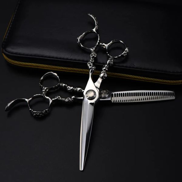 Shears Professional JP 440c 6 '' Cisseurs haut de gamme Skull Handle Hands Hair Ciseaux Coupez Casse de coiffure Barber Cisseurs Coiffures Coiffures