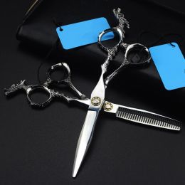 Shears Professional JP 440C staal 6 inch Dragon lager haar snijden schaar kapsel dunner wordende kappersgereedschap schaar kapselschaar