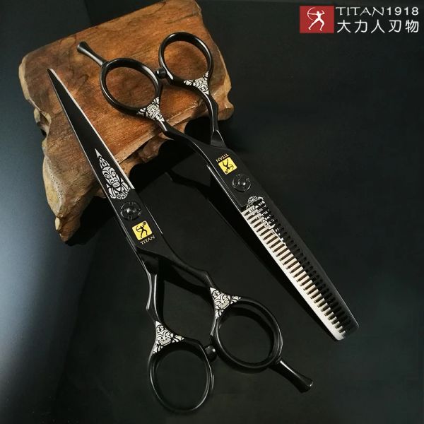 Cisaillement Titan Coiffure Coupe Hurning Ciseaux de coupe Coiffure coiffure Ciseaux Barber Japon Steel 5,5 pouces 6,0 pouces