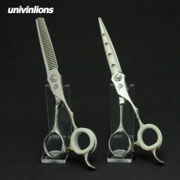 Shears Univinlions 6 "Haircututer rimpelhandgreep hete haarschaar schaar schaar kit haar snij schaar schaar kappersgereedschap