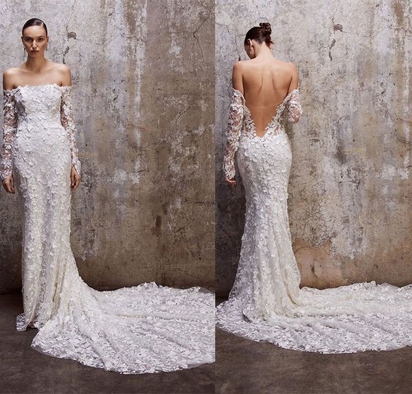 Vestidos de novia de la vaina Sequinas Apliques Cause Causal simple y elegante mangas largas Tul sin tirantes Bateau Neck Longitud Longitud de piso de talla grande hecha a medida de novia