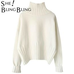 SheBlingBling Za Femme Automne Hiver Traf Pull À Col Roulé Pulls Femmes Slim Tricoté Chaud Mode Pull Femme 211018