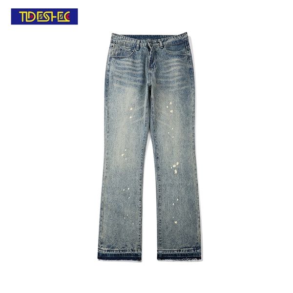 shec Snowflake Print Jeans Hip Hop Streetwear Hommes Pantalons Jambe Droite Printemps Automne Casual Mode 211108