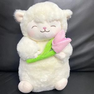 Ovejas con tulipan peluche juguete oveja abrazo muñeca de tulipanesos relleno tulipanes peluches cabrés animal juguete blando niña cumpleaños regalo de Navidad 231221