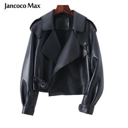 Sheepskin Coat for Women Leather Jacket Winter Spring Moto Biker Echte topkwaliteit Zwarte S7547 210916