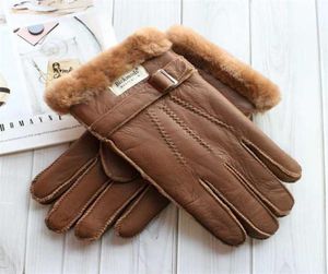 Gants en fourrure de mouton hommes 039s épais hiver chaud grande taille extérieur coupe-vent froid couture à la main gants en cuir cousus 21128676627