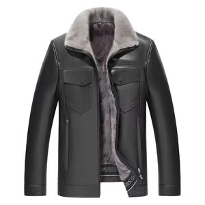 Manteau en cuir pour hommes avec col de vison en peau de mouton avec longue fourrure un manteau de vison doublure en vison 231225