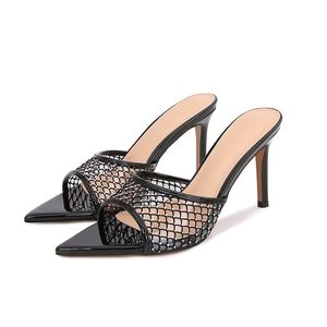 Mouton nouveau cm stiletto sandales en cuir dames hauts talon peet toe pilage pliage de slipper chaussures de grille rivets rivets mariage américain europe diamant couture taille