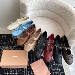 Schapenvacht Ballerina's met ronde neus, strik, strik, Mary Jane schoenen, platte hak, kledingschoenen, dames, luxe designer balletschoenen, met doos