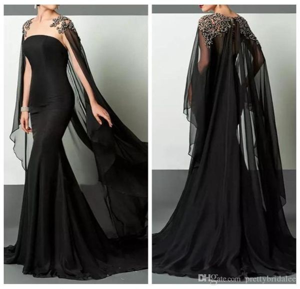 Discut noire arabe mince robes de soirée formelles Elie Saab en mousseline de soie avec une robe de fête de bal de bal de fête de fêtard célébrité piste C3759571