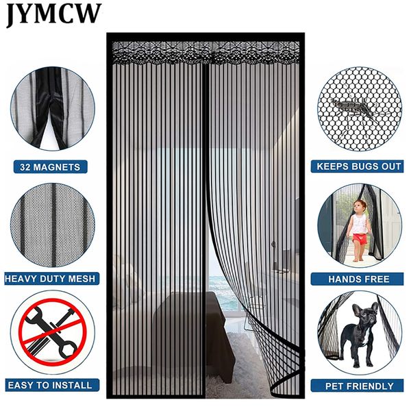 Cortinas transparentes 2023, cortina de puerta con pantalla magnética, mosquitera, malla para insectos, cierre automático, tamaño personalizado, fácil instalación, 230711