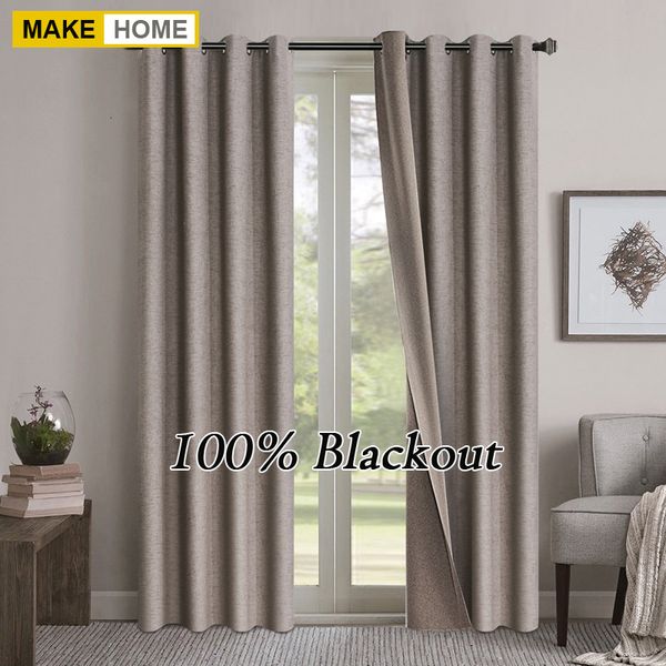 Cortinas transparentes Ambos lados Linen 100% Blackout para la sala de estar Dormitorio Improdable Garden Drapes Gruesas Cortinas de la ventana 230403