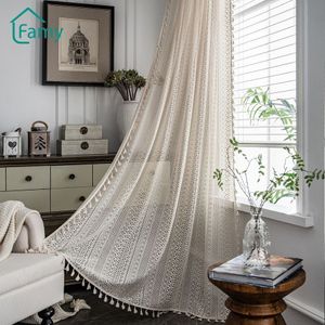 Rideaux transparents au Crochet, translucides, ensemble de salon, pays américain, creux, Boho, balcon, chambre à coucher, baie vitrée, décor artistique, 230412