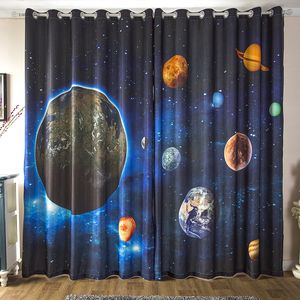 Pure gordijnen Custom Science Fiction 3d Nebula Star Planet Universe Children's Theme Room Slaapkamer KTV Bay Window Blackout Curtain 2pcs 230812