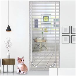 Rideaux transparents du rideau de porte, conception de zipper empêche les chatons et les chiots de sortir du filet d'isolement aux insectes moustiques Dr Homefavor Dhvrq