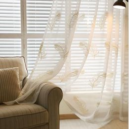 Sheer gordijnen veer wit geborduurd venster scherm optionele woonkamer slaapkamer zwevend hotel speciale gordijn groothandel