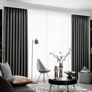 Rideaux transparents fenêtre occultante gris foncé de haute qualité pour le traitement de la chambre à coucher, stores foncés du salon, draperies prêtes à l'emploi, porte d'ombrage 230909