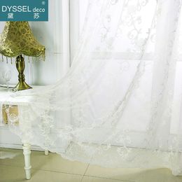 Rideaux transparents Home Deco Full Scallop Broderie 3D Blanc Floral Style américain Fenêtre Tulle Rideau Tringle Poche Oeillet pour Salon 230822