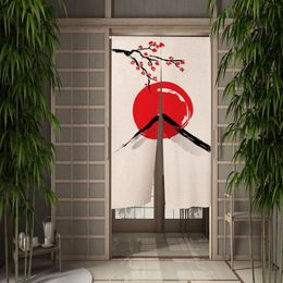 Sheer Gordijnen Japanse Doorway Partition Mount Fuji Red Sun Door Curatin Kersenbloesems Keuken Slaapkamer Room Decor Half Gordijn 230701