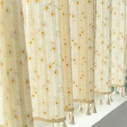 Rideaux transparents rideaux de marguerite coréenne de poche rideaux de soleil couche à chambre de cuisine salon armoire baie rideaux avec glands floraux 240517