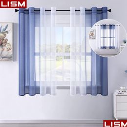 Transparante gordijnen Lism Gradiënt links en rechts Tle voor woonkamer slaapkamer Organza Voile Gordijn Raambehandeling Panelen Gordijnen Custom Dr Dh3Er