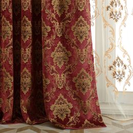 Rideaux transparents de luxe Chenille or Jacquard Style européen pour salon chambre étude Villa ombrage Tulle cantonnière personnalisé 230320