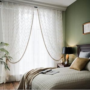 Cortinas transparentes Luz metálica Pantalla de viento de lujo Ola Sala de estar Piso atmosférico Cortina americana europea