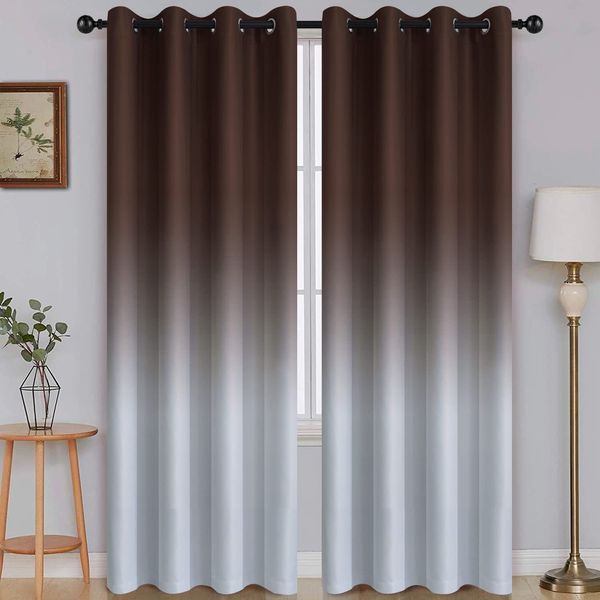 Rideaux transparents ombrés, obscurcissement de la pièce, pour chambre à coucher, blocage thermique, rideau de fenêtre à œillets, salon, 2 panneaux, 230822