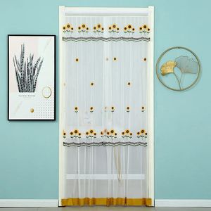 Rideaux transparents en pâte Double couche, rideau de porte anti-moustiques, en dentelle brodée, en tissu de gaze, pour écran artistique, 231019