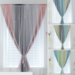 Rideaux transparents punchfree doublelayer étoile rideaux d'ombrage pour la chambre à coucher décoration de salon ombrage facile à installer rideau de fenêtre 221008