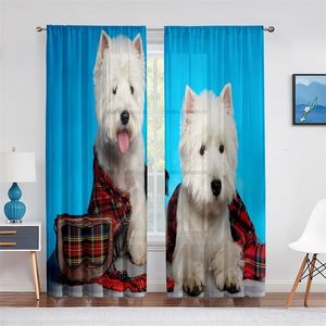 Pure gordijnen West Highland White Terrier schattig Westie hondenraam voor woonkamer slaapkamer decoratie tule voile gordijn gordijnen 230822