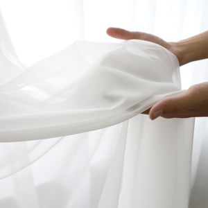 Sheer Curtains White Modern Solid Color for Living Room Bedroom Balcony Transparent Window Blinds Wedding Decor 230812