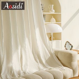 Voilages Blanc Tulle Rideaux pour Salon Luxe Froissé Semi Sheer Rideau Chambre Fenêtre Plissé Texture Drapés Cortinas 230210