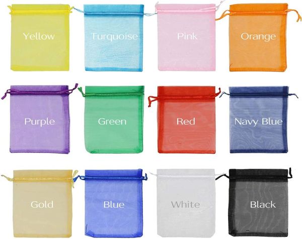 Sacs d'organza transparents 5x7 pouces assortis avec sacs-cadeaux bijoux en filet à cordon petit pour la fête de mariage de la fête de mariage favori