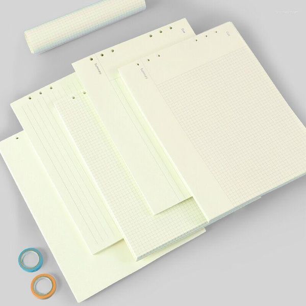 Hoja A4 Carpeta en espiral de 6 agujeros Recarga de papel para cuaderno Página interior Línea/Cuadrícula/En blanco/Cornell Agenda Papelería escolar