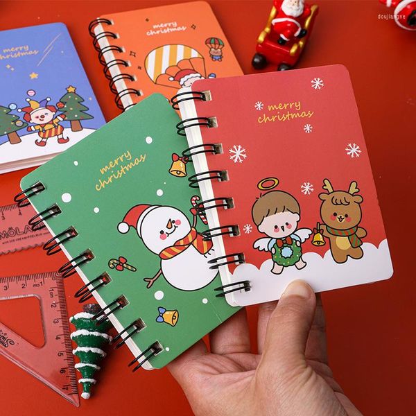 Hoja de estudiante de Navidad Mini cuaderno espiral regalo de vacaciones portátil bolsillo diario planificador semanal papel en blanco