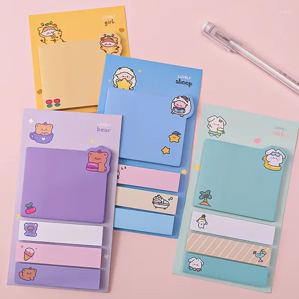 Feuille de papier autocollants animaux mignons Kawaii, bloc-Notes créatif, bloc-Notes, papeterie scolaire et de bureau, autocollants adhésifs de décoration