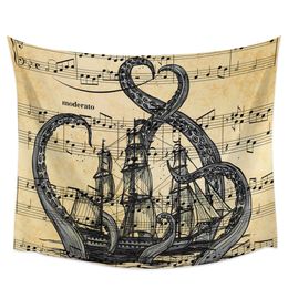 Partition Octopus Pirate Ship Hippie Tapestry Fabric de tissu suspendu Place Room Dec Decar Cott Tapis Yoga Mat à feuille