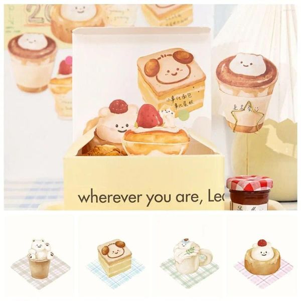 Feuille / pack Cartoon Cake Gourmet Sticky Notes Assortiment de message d'auto-et-pied autocollant mignon de papeterie larmoyable planificateur