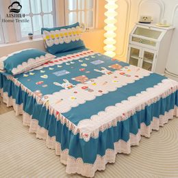 Drap de lit en Polyester, jupe colcha de cama queen, couvre-lit de Style Floral, housse de matelas en dentelle pour chambre de filles, 120x200, taie d'oreiller, besoin de commande 240116